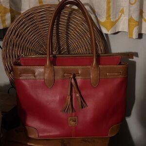 Dooney & Bourke Red and Tan Leather Tote
